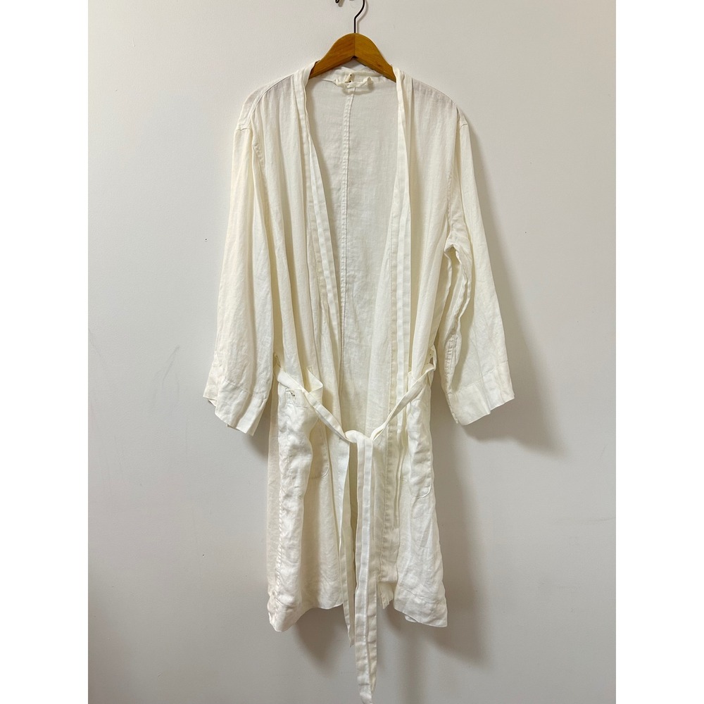 IN BED Linen Robe Women One Size White Minimalist Loungewear Australia